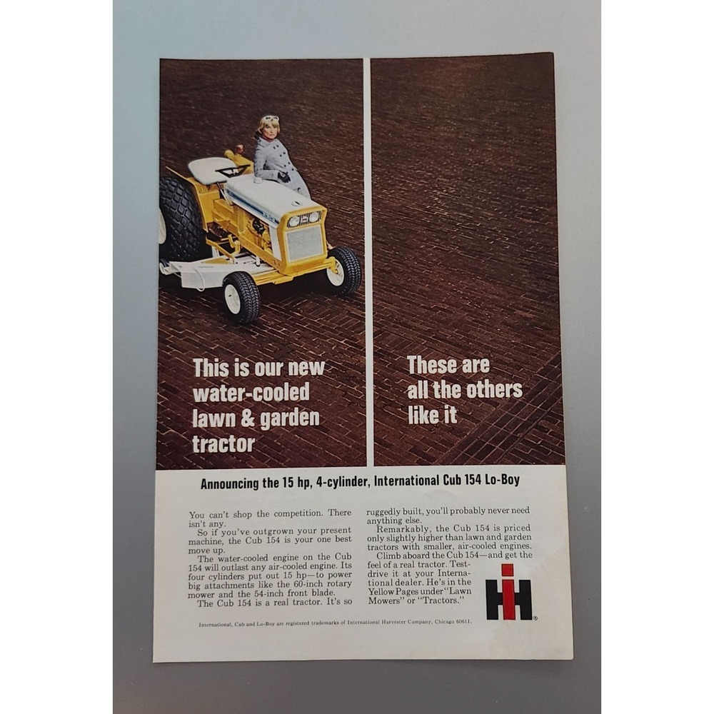 VINTAGE 1969 PRINT AD INTERNATIONAL HARVESTER LAWN‎ MOWER CUB 154 LO BOY